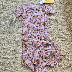 Girls Cute Cotton Bamboo 6T Purple Pink Floral Butterfly Pajama Set
